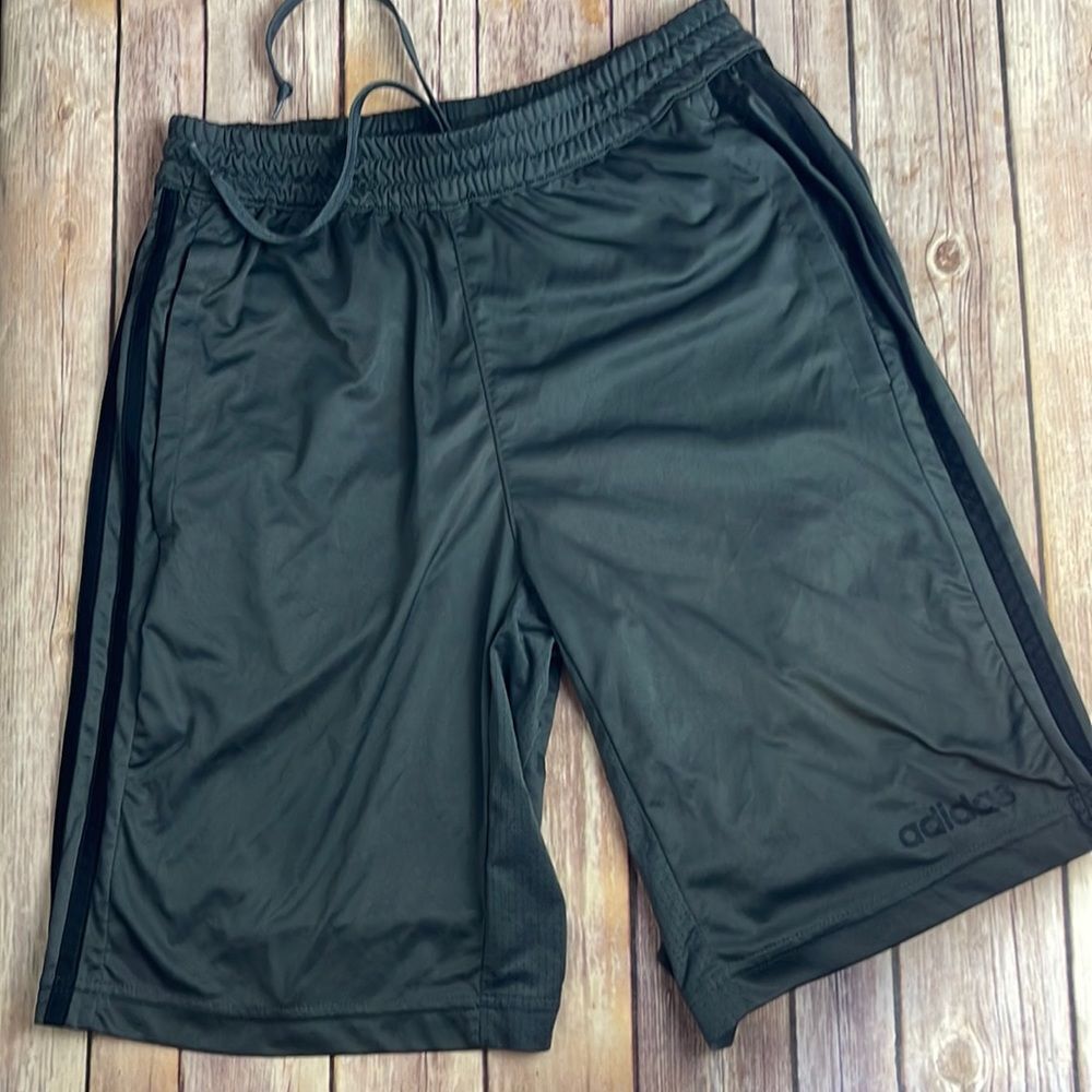 Adidas climate cool shorts - gray with black stripes - men’s small